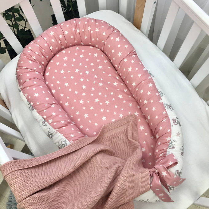 Protectie somn-Baby nest patut bebe Baby stars roz